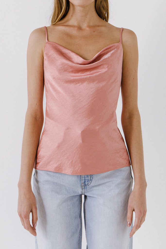 Cowl Neck Tank Dusty Pink with Jeans