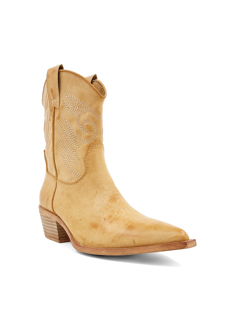 Side View - Zahara Natural Cowboy Boot