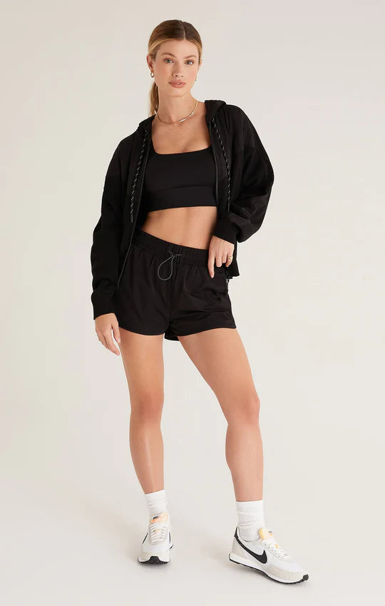 Black Good Sport Nylon Mix Hoodie with shorts