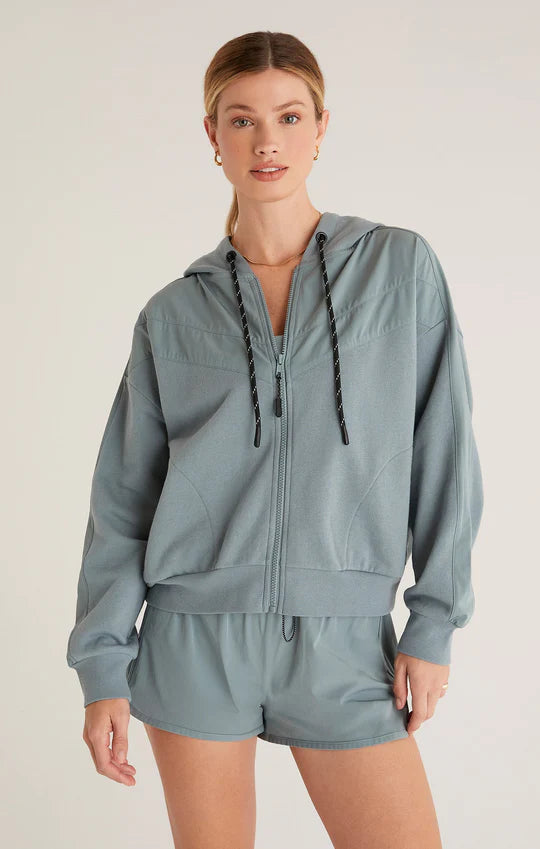 Sage Good Sport Nylon Mix Hoodie with Shorts
