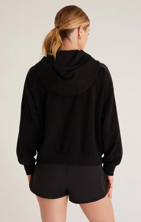 Back View - Black Good Sport Nylon Mix Hoodie