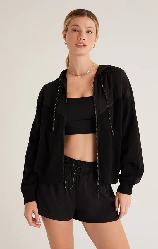 Black Good Sport Nylon Mix Hoodie