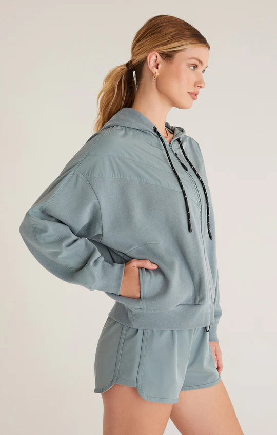 Pocket - Sage Good Sport Nylon Mix Hoodie