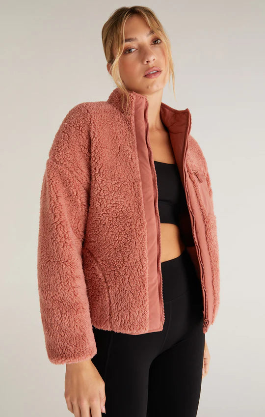Pink Cedar Reversible Quilted Sherpa Jacket