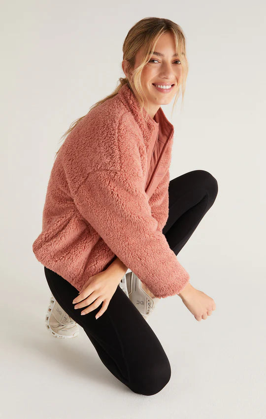 Quilted Sherpa Jacket in Pink
