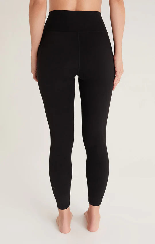 Back View - Black All Day 7/8 Pocket Leggings