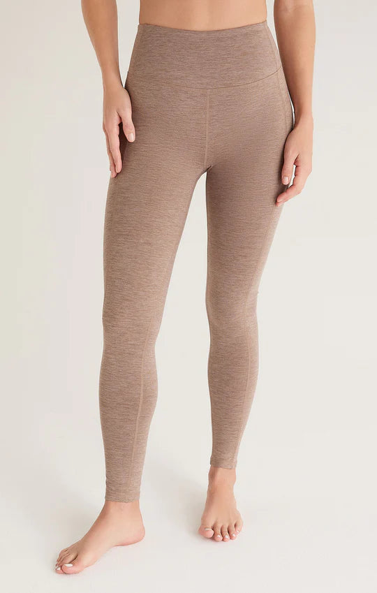 Front View - Heather Taupe Feel Good 7/8 Legging