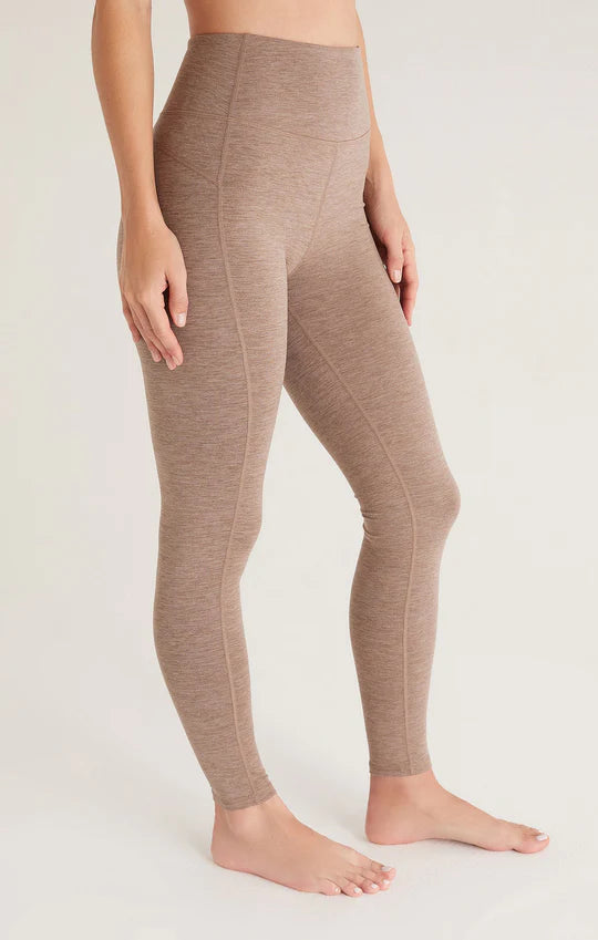Side View - Heather Taupe Feel Good 7/8 Legging