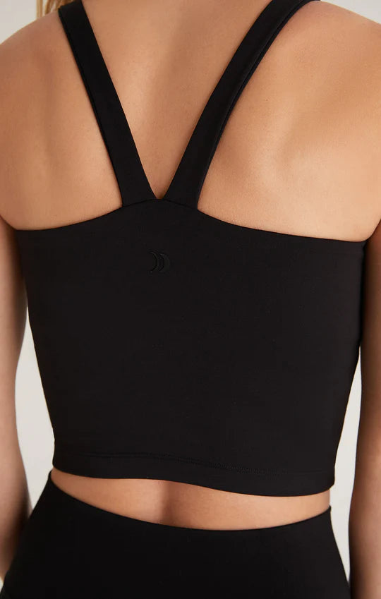 Close Back View - Black Motivate Cropped Tank