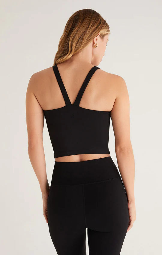 Back View - Black Motivate Cropped Tank