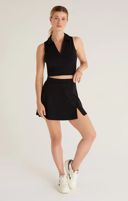 Black Team Player Collar Cropped Tank with Shorts