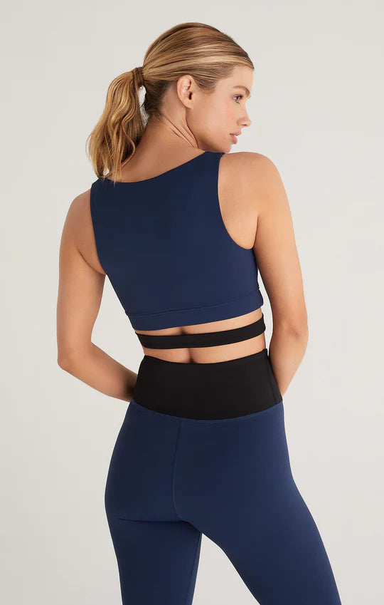 Back View - Midnight Blue That's A Wrap Sports Bra