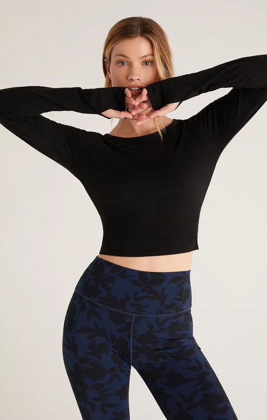Black Wrap It Up Long Sleeve Top with Leggings