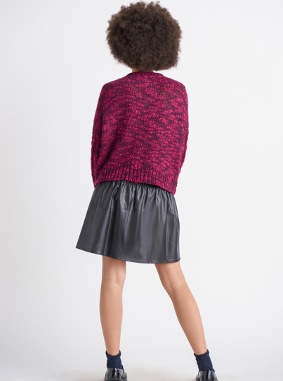 Back View - Berry Chunky Knit Sweater