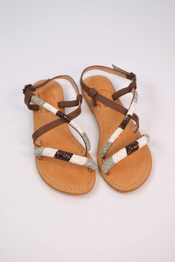 Rayas Strap Flat Sandal Camel