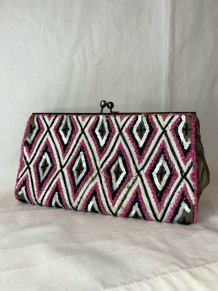 Vintage Beaded Pink Party Clutch