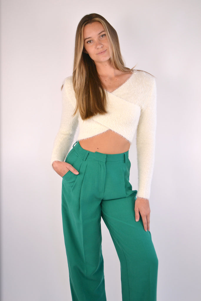 Green Hailey Pant with Crop Sweater