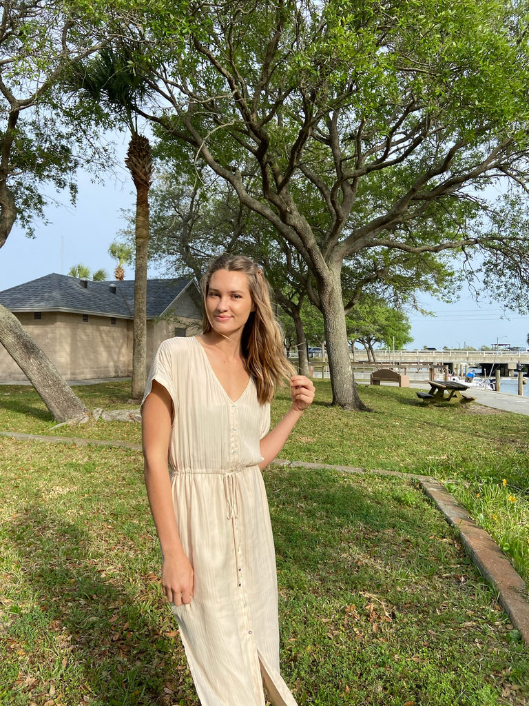 Button Down Beige Dress