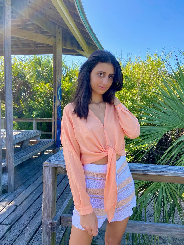 Orange Gloria Tie Top with Shorts