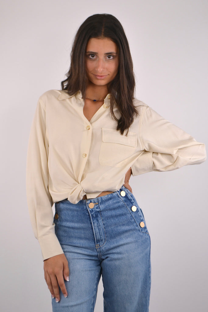 Dusty Cream One Pocket Shirt with Jeans
