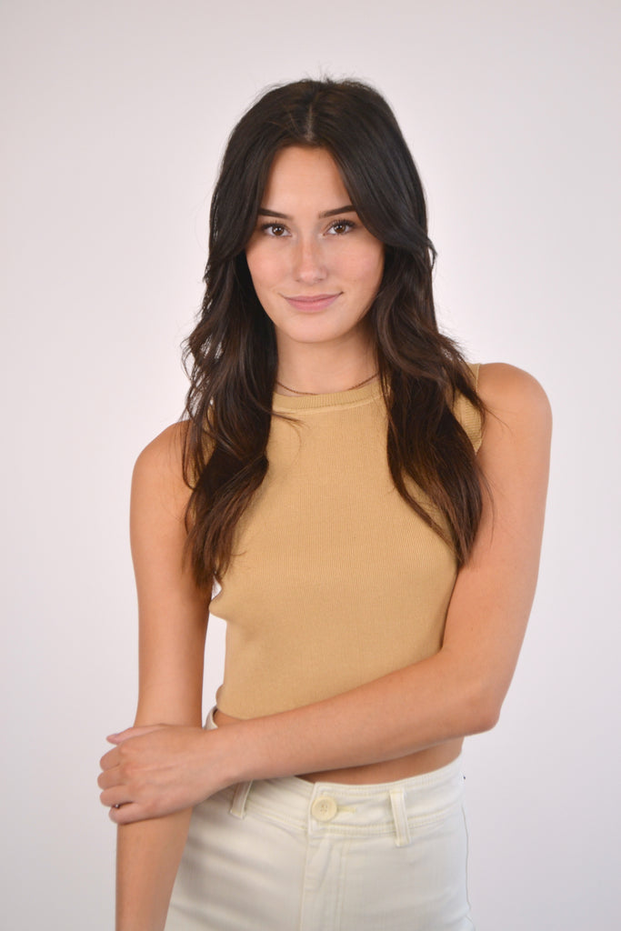 Tan Cropped Tank Top