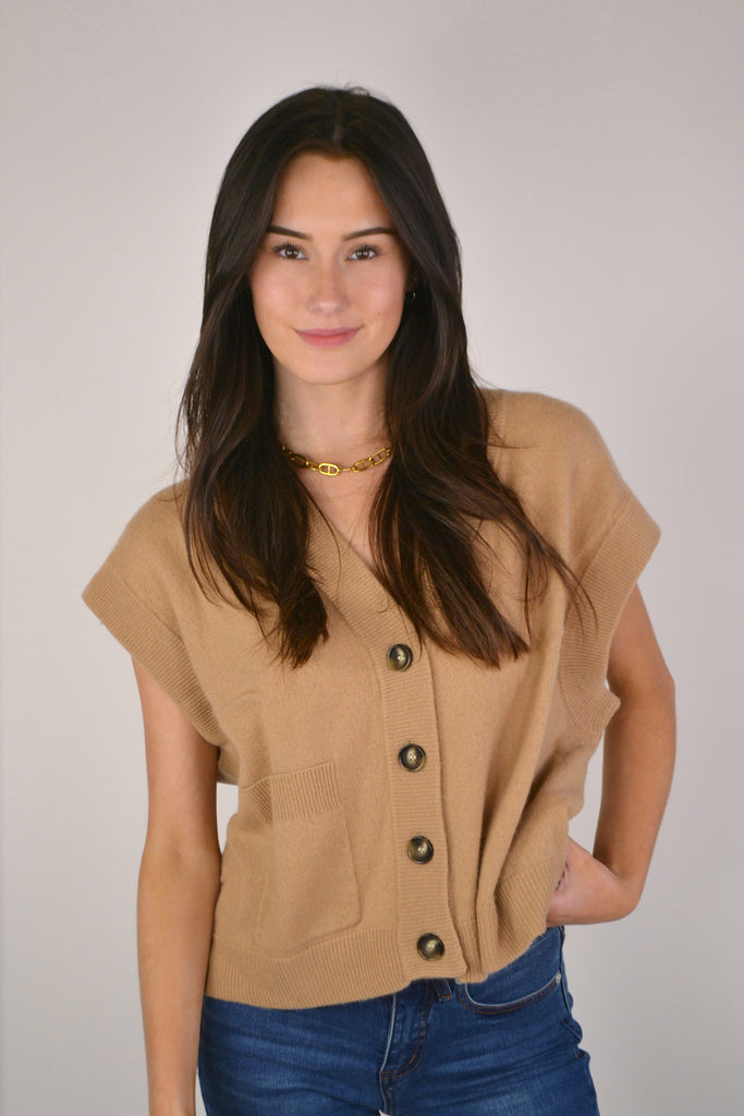 Camel Palm Cropped Cardi
