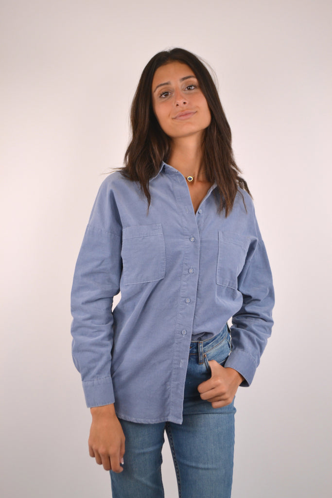 Dusty Blue Corduroy Shacket