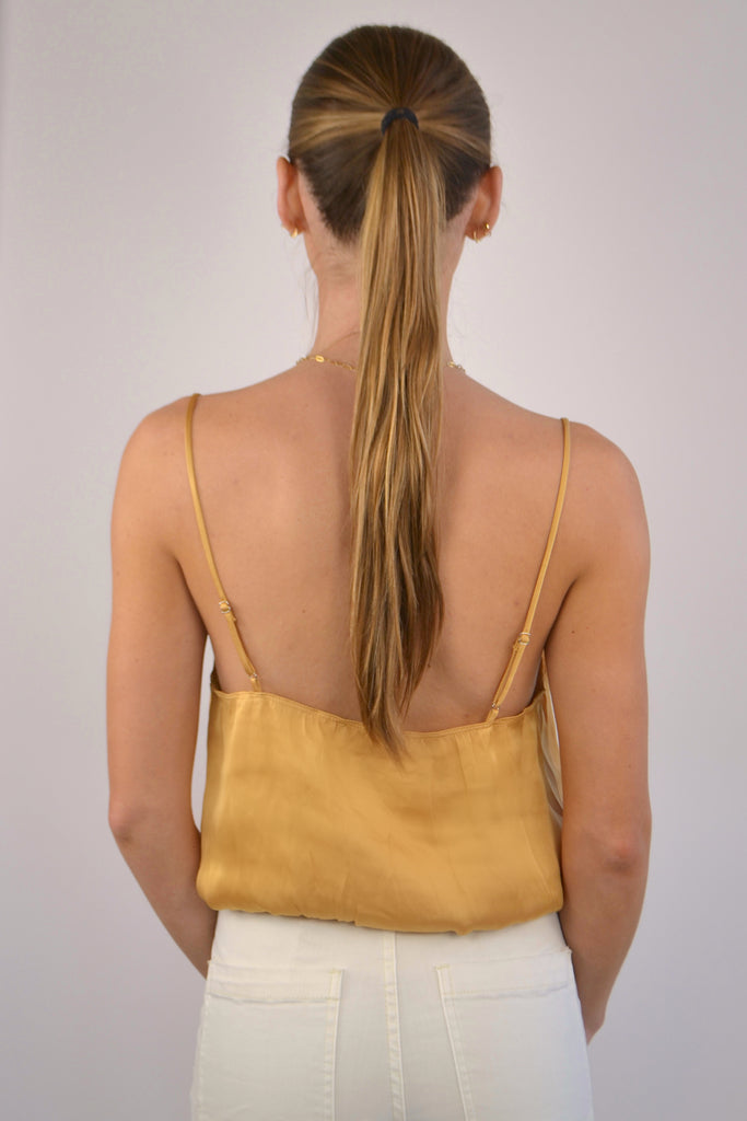 Back View - Mustard Silky Amore Top