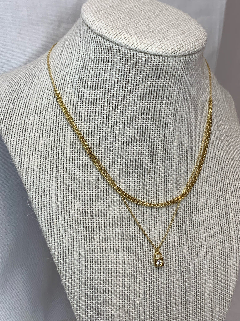 Golden Locket Stacked Necklace