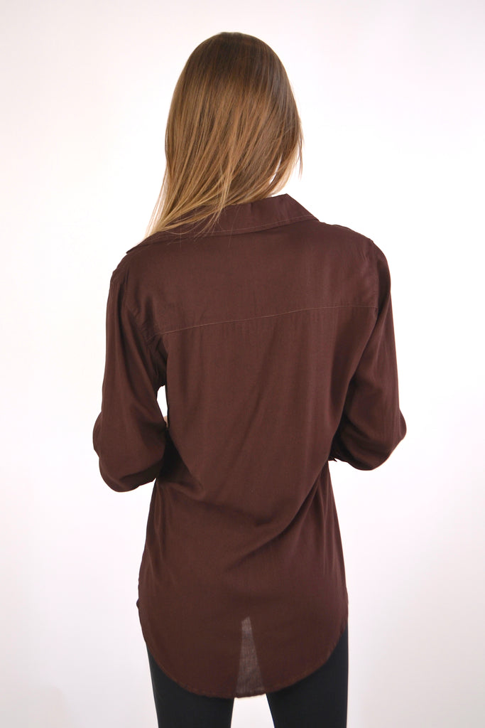 Back View - Chocolate Button Down Shirt