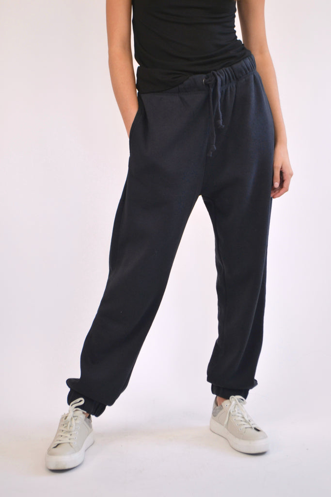 Washed Black High Waisted Jogger with shoes