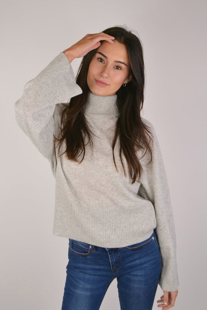 Fluffy Grey Bela Roll Neck Sweater