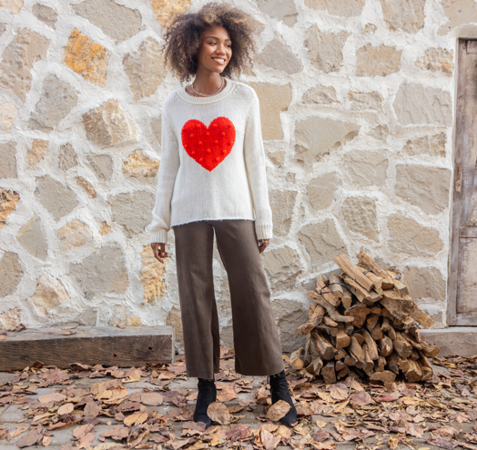 Popcorn Heart Sweater