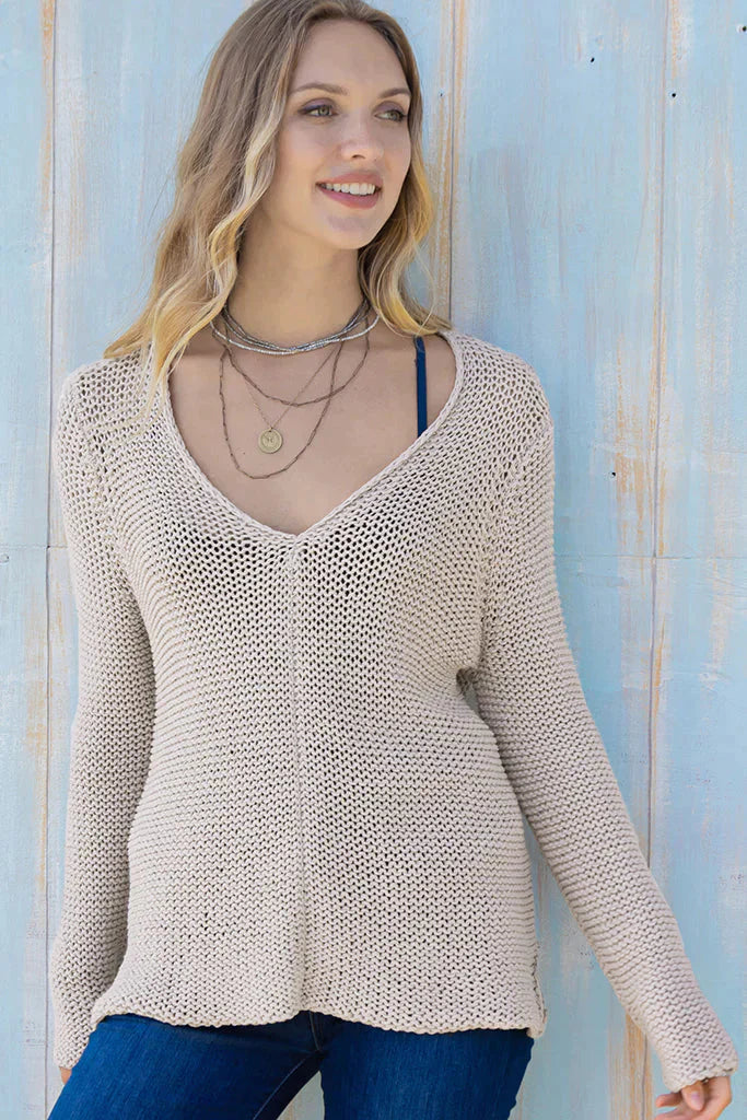Khaki Maui V Cotton Sweater