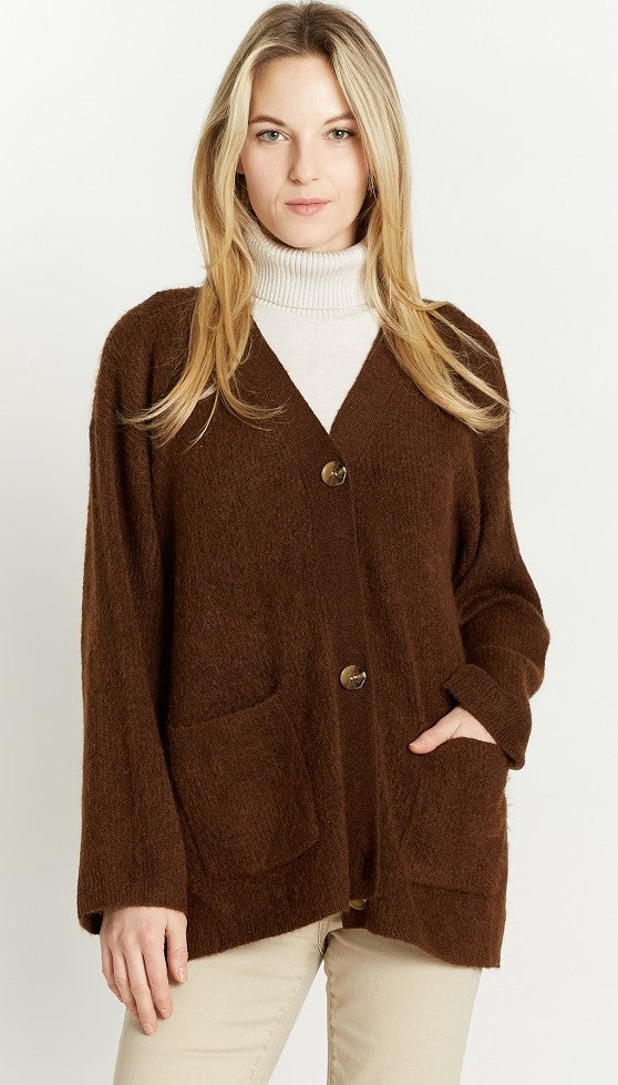 Heather Mocha Boyfriend Cardigan