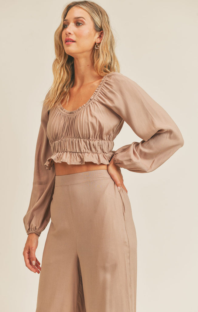 Taupe Ruffled Top