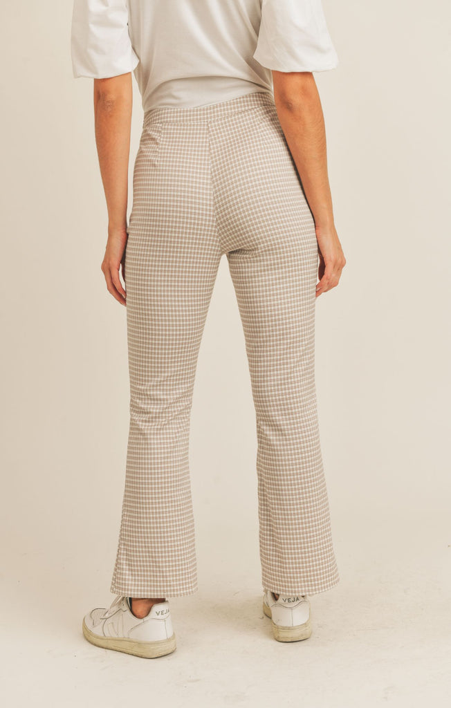 Back View - Plaid Picnic Taupe Pants