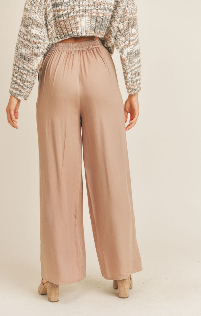 Back View - Neverland Taupe Wide Pants