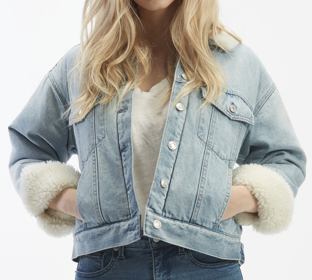 Oversized Denim Sherpa Trucker Jacket