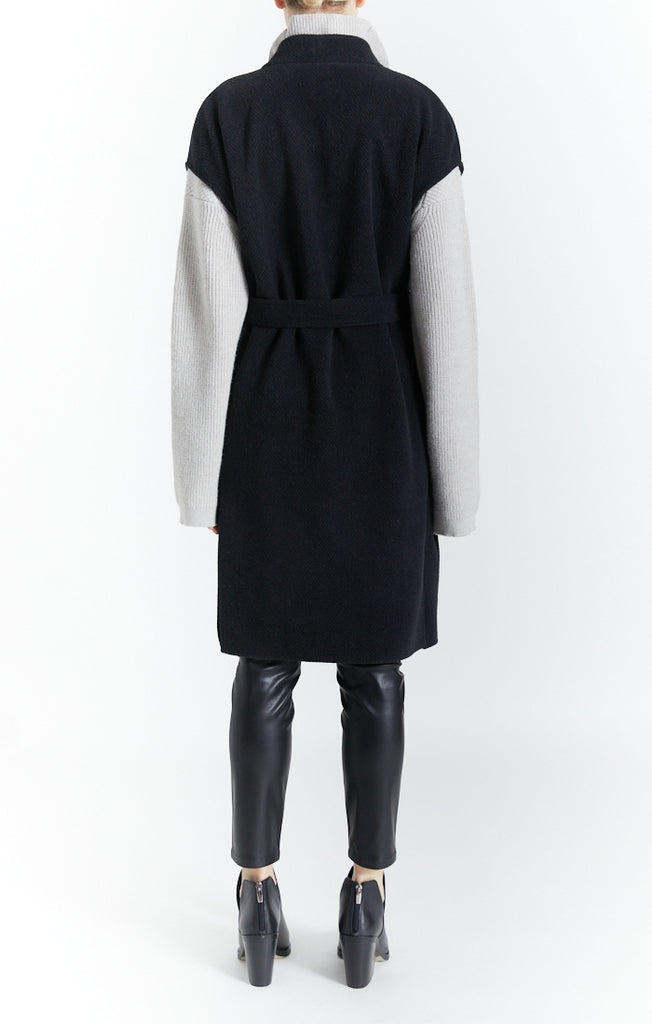 Back View - Black Belted Long Vest