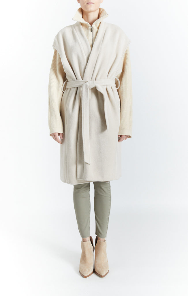 Cream Belted Long Vest