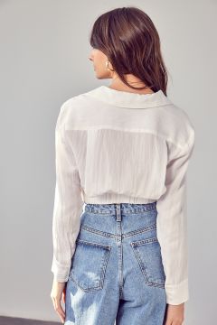 Back View - White Collar Button Up Top