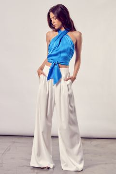 River Blue Front Cross Back Tie Top with Pants